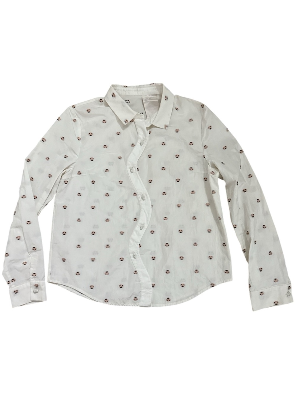 D’zzit Novelty Skull Print Button Up Shirt | skeleton skull | 160 (US small)